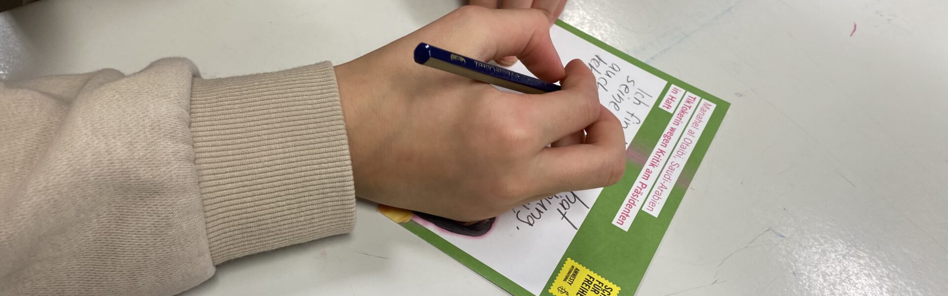 5. Klasse beteiligt sich am Amnesty-Briefmarathon